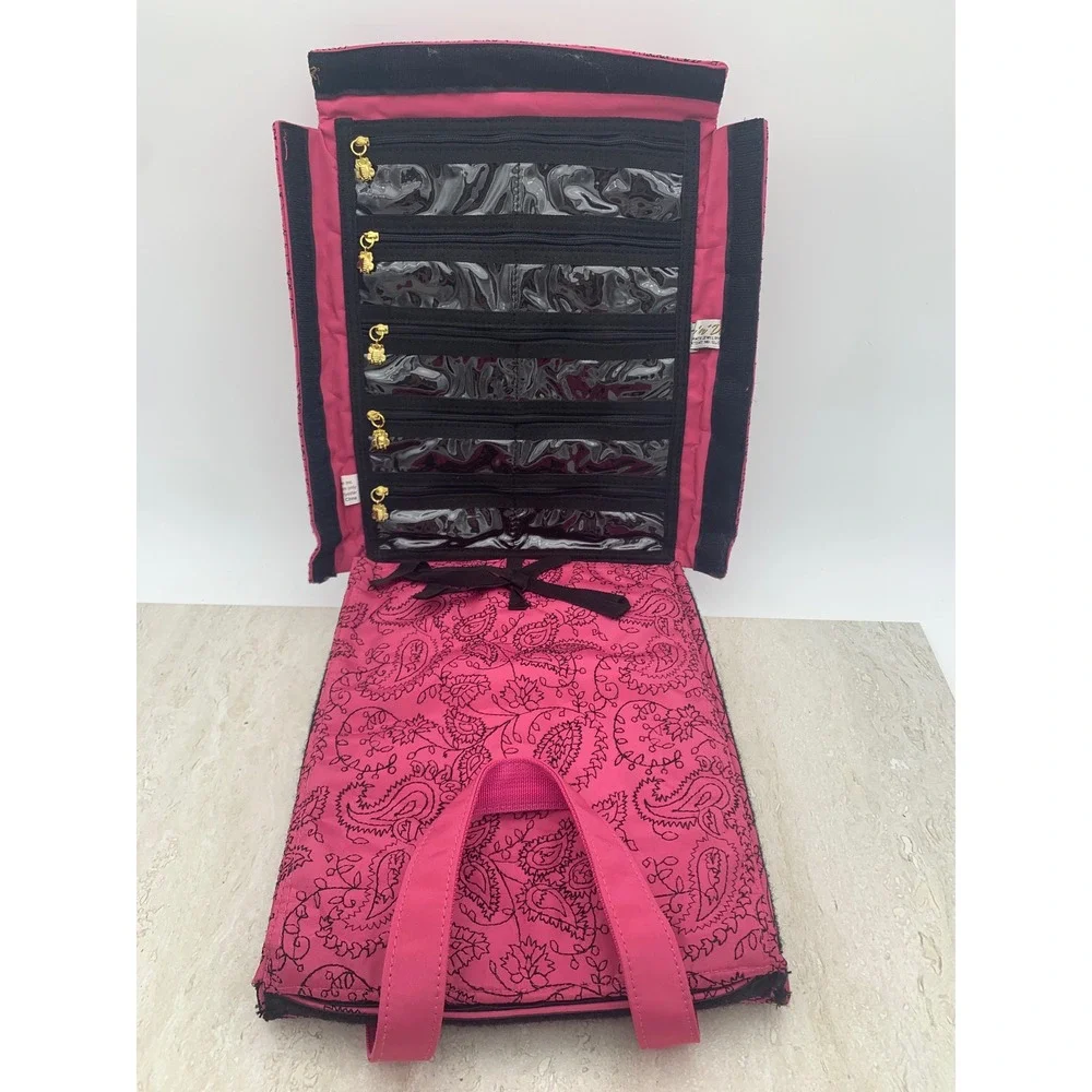 Flip'n Dazzle Ultimate Jewelry Organizer Bag Pink Paisley Travel Case Storage